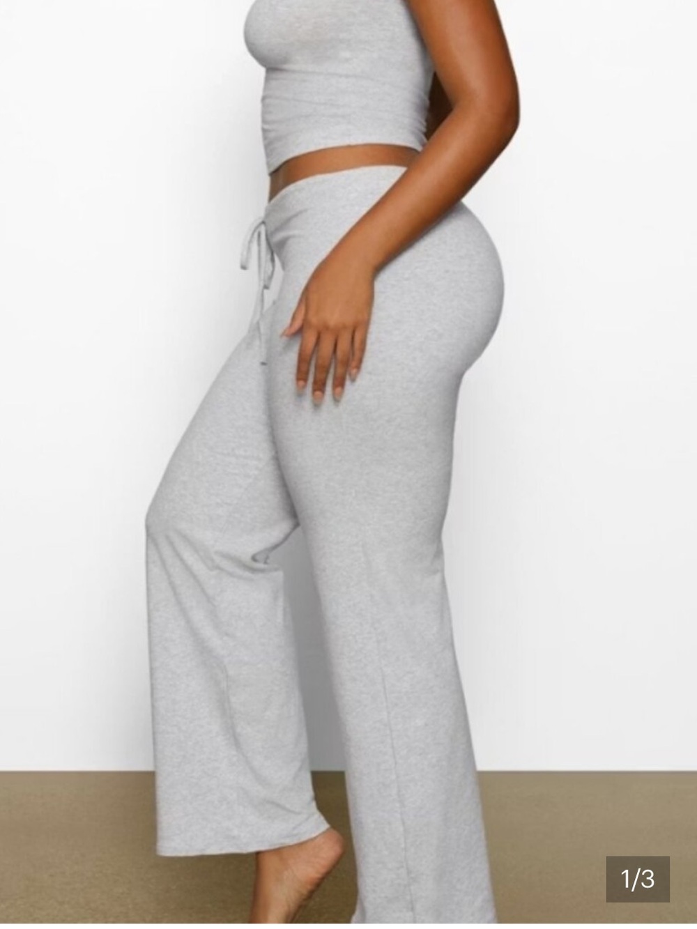 NWT Skims Cotton Jersey Drawstring Lounge Pants gray new